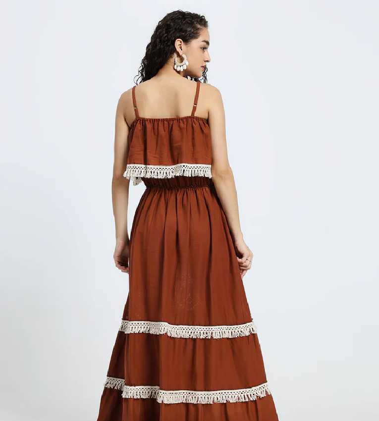 Schiffli Work sleeveless  Rustic Elegance