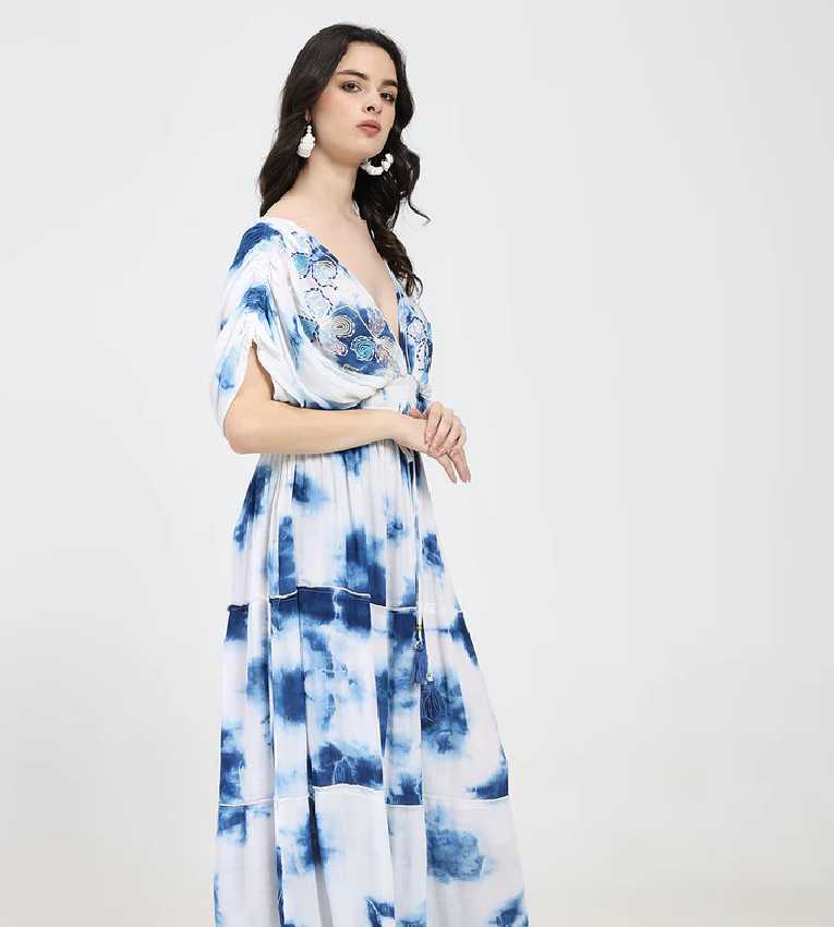 Balloon Pattern  Maxi Dress Sky High