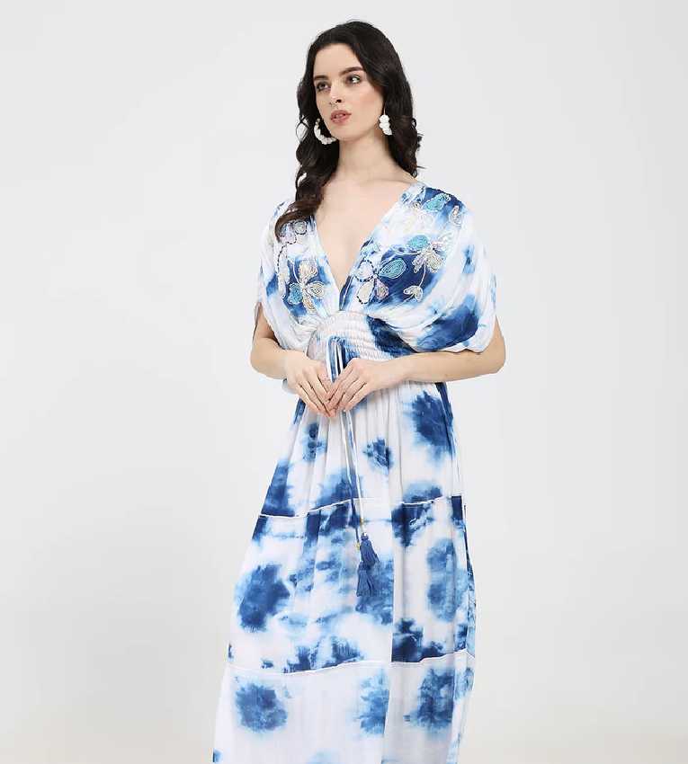 Balloon Pattern  Maxi Dress Sky High