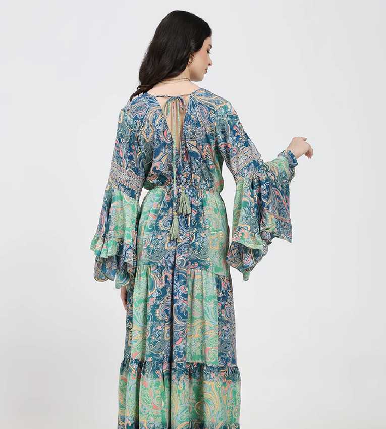 Ruffle Sleeves Boho Maxi Dress