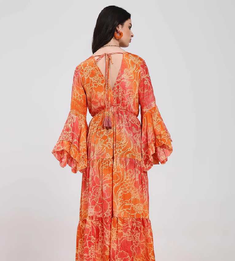 Ruffle Sleeves Boho Tangerine Light