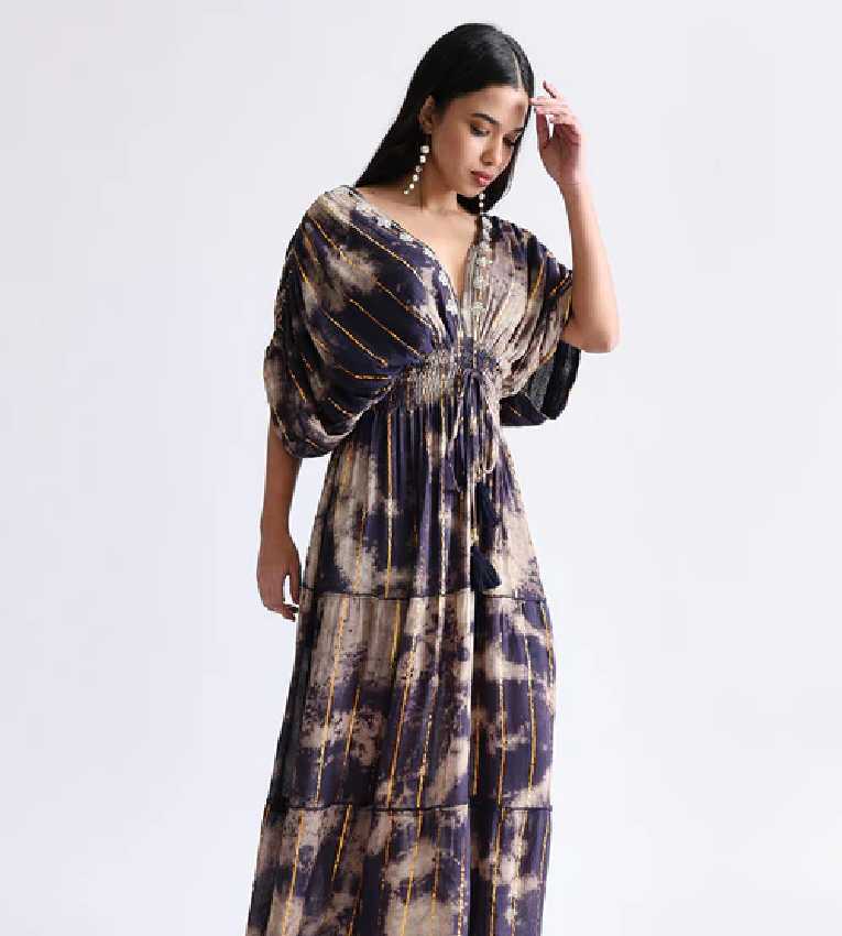 Balloon Pattern  Maxi Dress Golden Twilight
