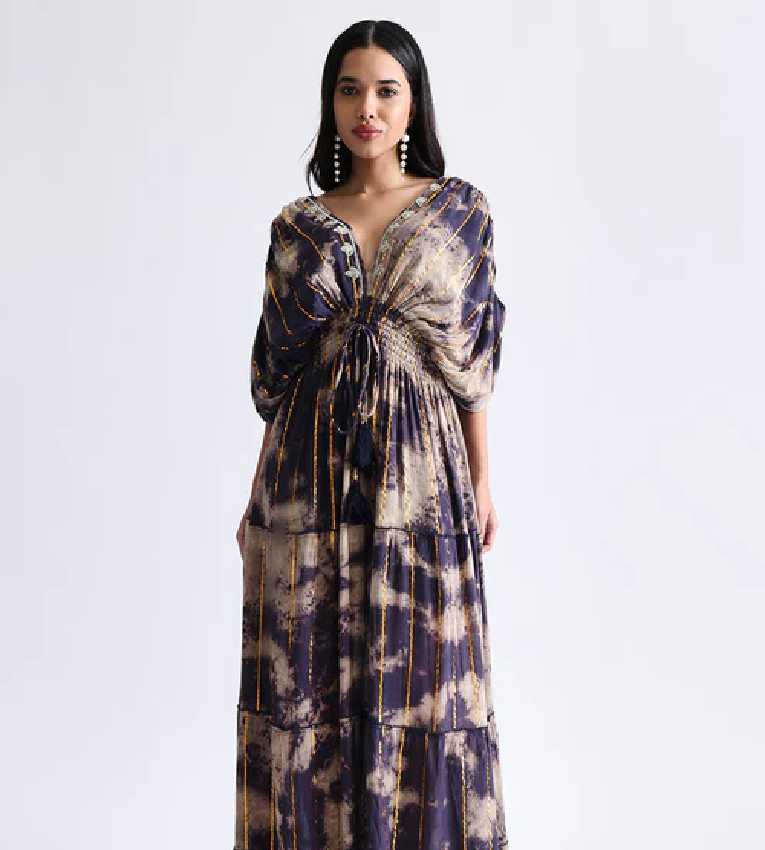 Balloon Pattern  Maxi Dress Golden Twilight