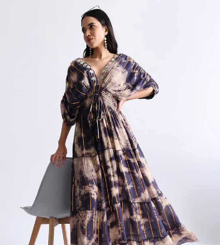 Balloon Pattern  Maxi Dress Golden Twilight