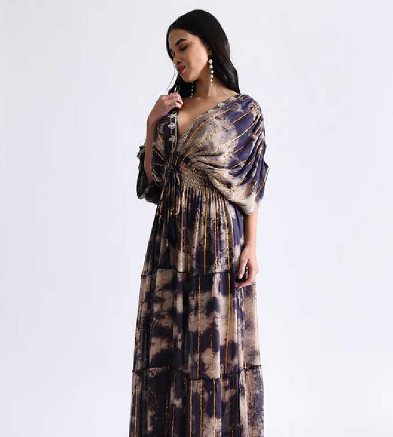 Balloon Pattern  Maxi Dress Golden Twilight