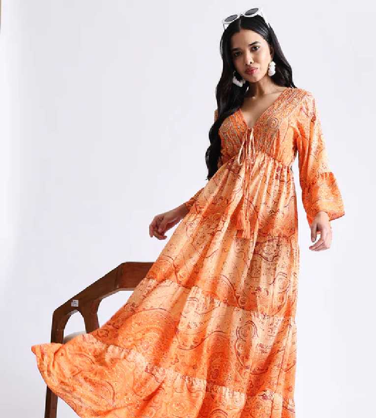 Embroidery Hand Bell Sleeves Front Boho
