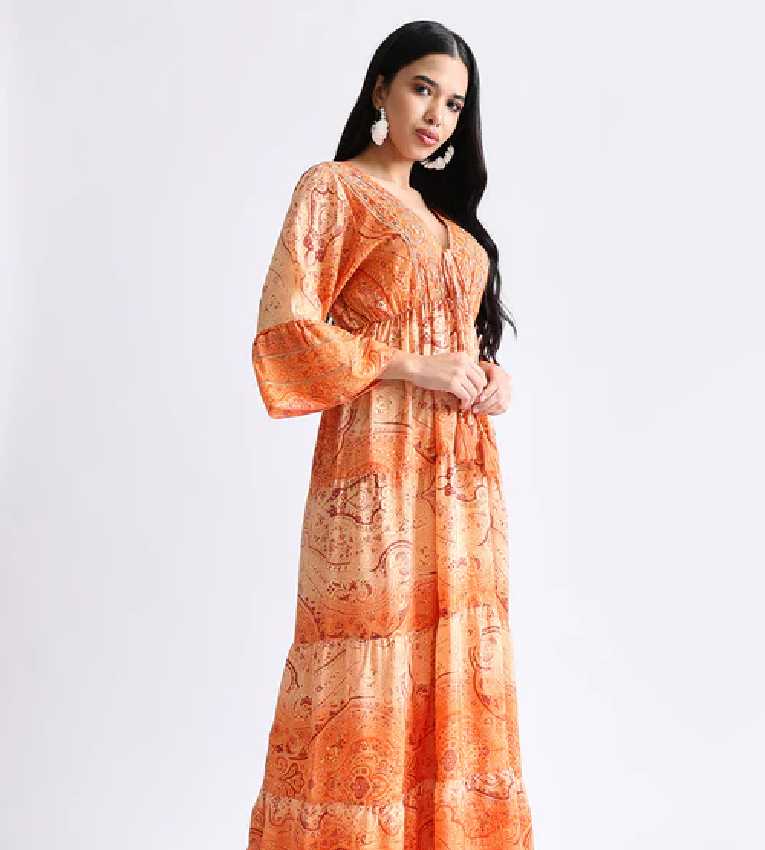 Embroidery Hand Bell Sleeves Front Boho