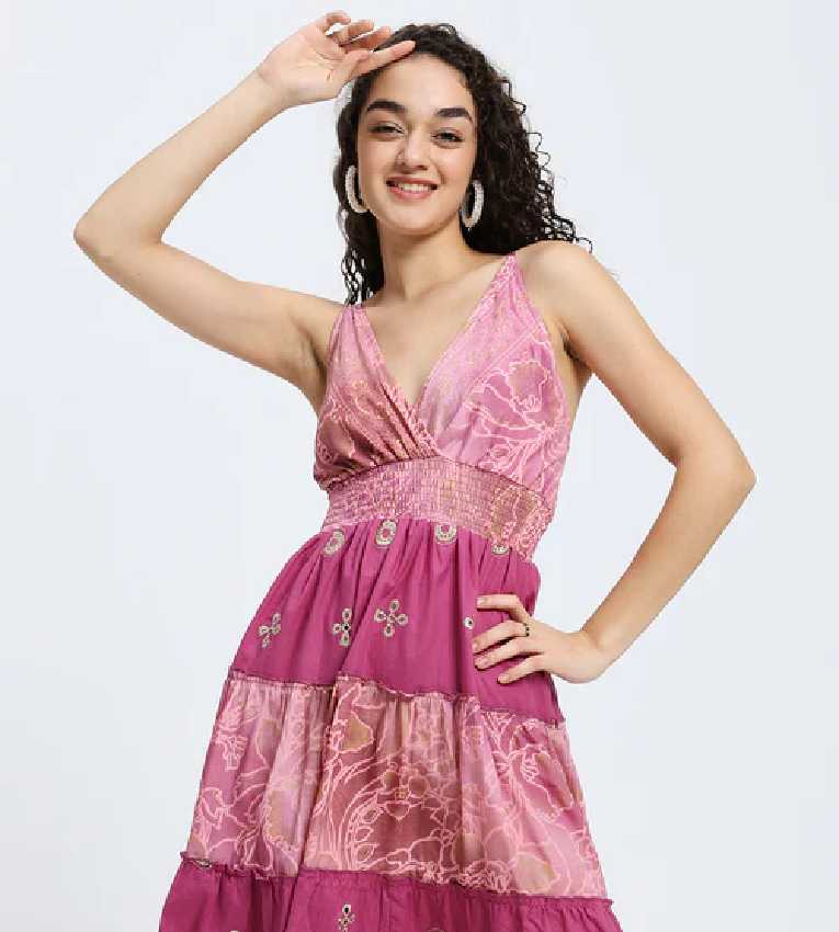 Multi Frill Embroidered Boho